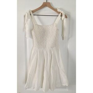 White Bow Shoulder Mini Dress